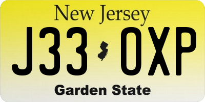 NJ license plate J33OXP