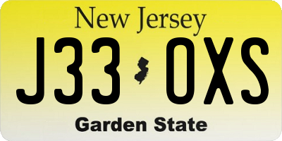 NJ license plate J33OXS