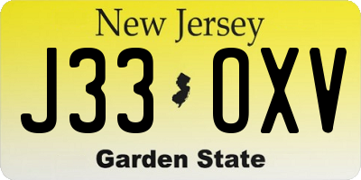 NJ license plate J33OXV