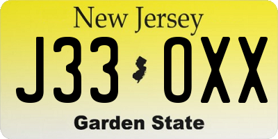 NJ license plate J33OXX