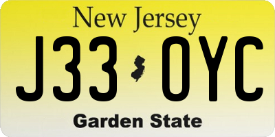 NJ license plate J33OYC