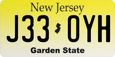 NJ license plate J33OYH