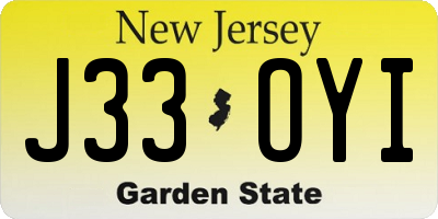 NJ license plate J33OYI