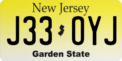 NJ license plate J33OYJ