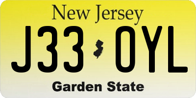 NJ license plate J33OYL