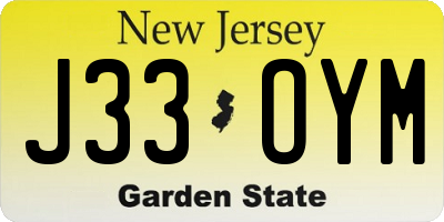 NJ license plate J33OYM