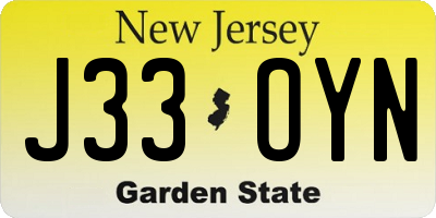 NJ license plate J33OYN