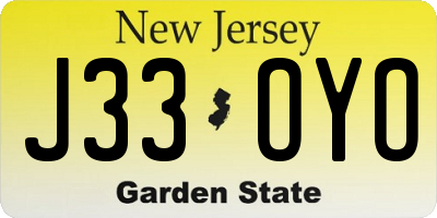 NJ license plate J33OYO