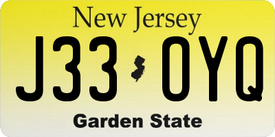 NJ license plate J33OYQ