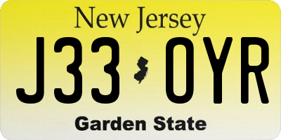 NJ license plate J33OYR
