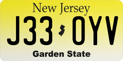 NJ license plate J33OYV