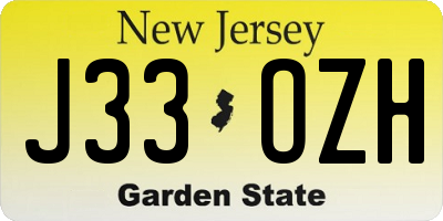 NJ license plate J33OZH