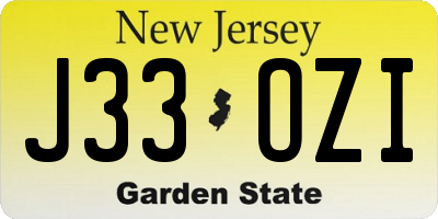 NJ license plate J33OZI