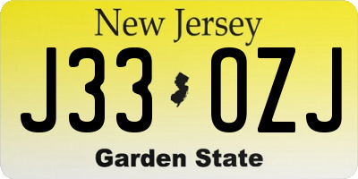 NJ license plate J33OZJ