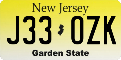 NJ license plate J33OZK