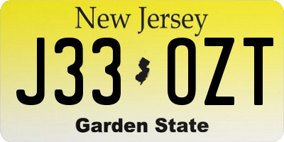 NJ license plate J33OZT