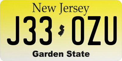 NJ license plate J33OZU