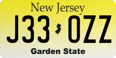 NJ license plate J33OZZ