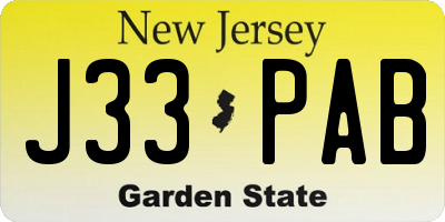 NJ license plate J33PAB
