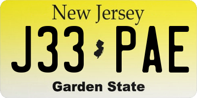 NJ license plate J33PAE