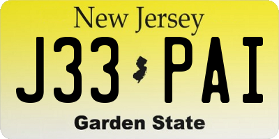 NJ license plate J33PAI