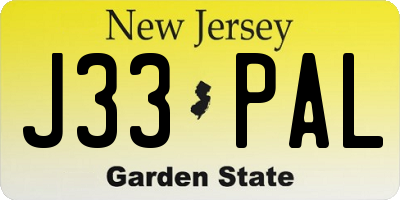 NJ license plate J33PAL