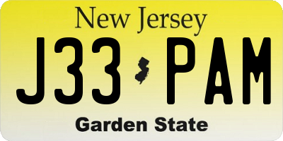 NJ license plate J33PAM