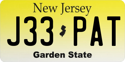 NJ license plate J33PAT