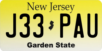 NJ license plate J33PAU