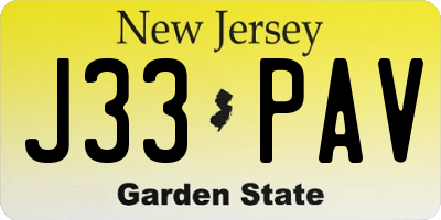 NJ license plate J33PAV