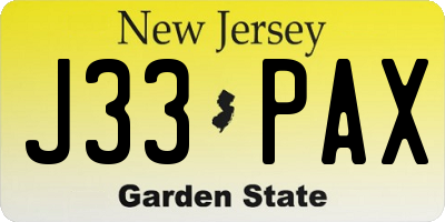 NJ license plate J33PAX