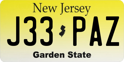 NJ license plate J33PAZ