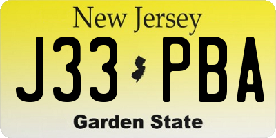 NJ license plate J33PBA