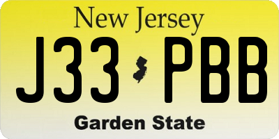 NJ license plate J33PBB