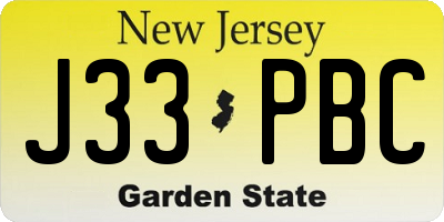 NJ license plate J33PBC