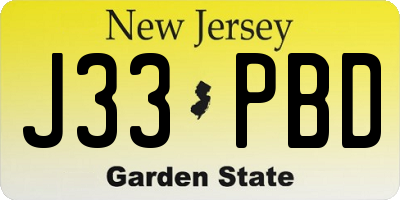 NJ license plate J33PBD