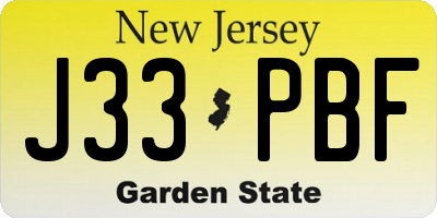 NJ license plate J33PBF