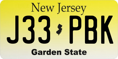 NJ license plate J33PBK
