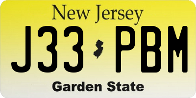 NJ license plate J33PBM