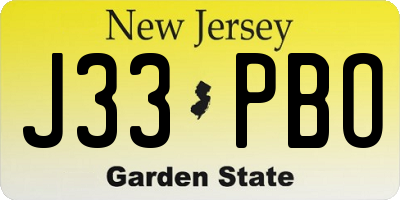 NJ license plate J33PBO
