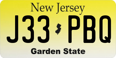 NJ license plate J33PBQ