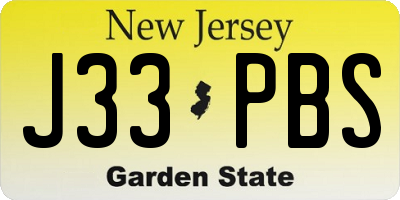 NJ license plate J33PBS