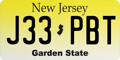 NJ license plate J33PBT