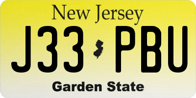 NJ license plate J33PBU