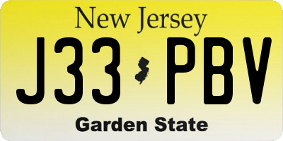 NJ license plate J33PBV