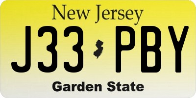NJ license plate J33PBY