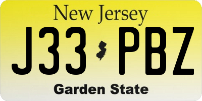 NJ license plate J33PBZ