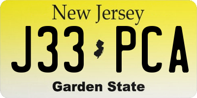 NJ license plate J33PCA