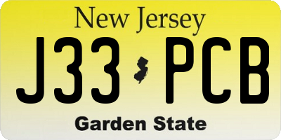 NJ license plate J33PCB