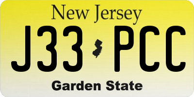 NJ license plate J33PCC